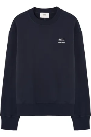 Ami Sweatshirts & Hoodies, Heren, Blauw, M, Katoen, Blauwe Katoenen Sweatshirt Oversize Stijl