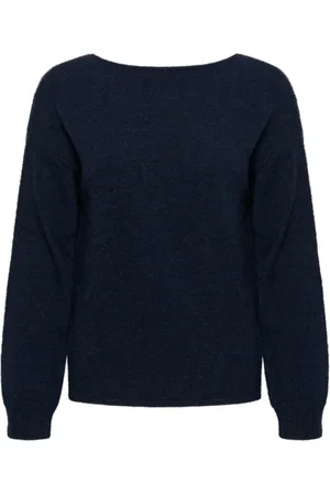 My Essential Wardrobe Truien, Dames, Blauw, XS, Gebreide Pullover met Knoopdetail