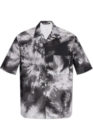 Palm Angels Overhemden, Heren, Grijs, XL, Katoen, Short Sleeve Shirt