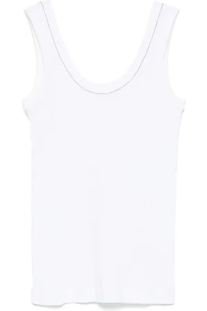 Brunello Cucinelli Tops, Dames, Wit, L, Witte Mouwloze Top