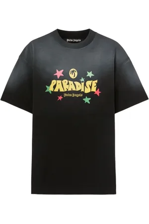 Palm Angels Tops, Heren, Zwart, S, Katoen, T-shirt met ronde hals