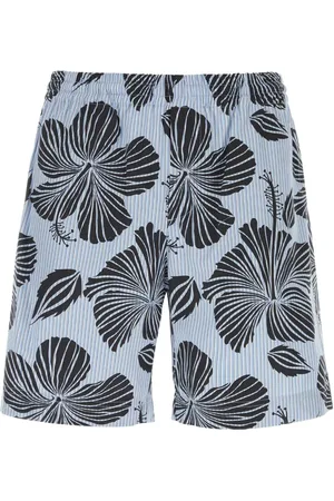 Msgm Korte broeken, Heren, Blauw, L, Katoen, Geborduurde Poplin Bermuda Shorts