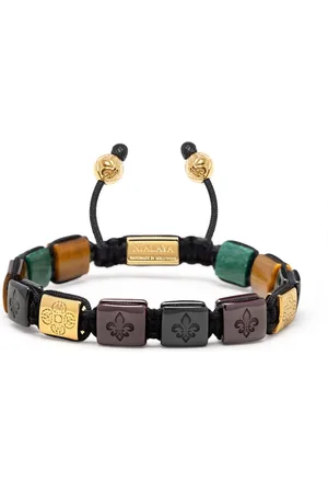 Nialaya Accessoires, Heren, Geel, M, Nylon, Keramische Flatbead Armband
