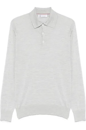 Brunello Cucinelli Tops, Heren, Grijs, 2Xl, Lichtgrijze Knopen Trui