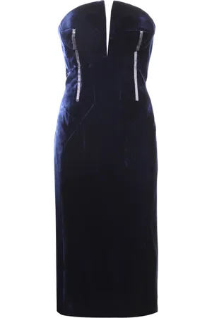 Tom Ford Kleedjes, Dames, Blauw, S, Rayon, Fluwelen Jurk met Versterkt Korset