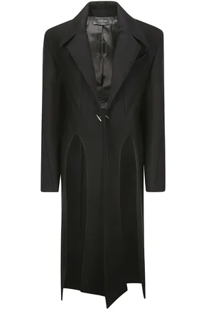 MUGLER Mantels, Dames, Zwart, M, Wol, Stijlvolle Jas
