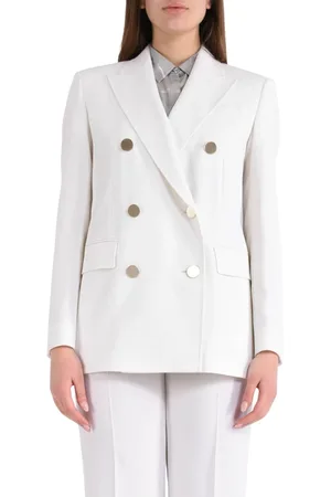 Max Mara Jassen, Dames, , S, Wol, Dubbelbreasted jas in kostbare wollen crêpe