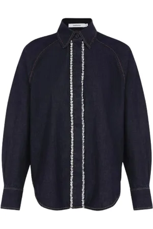 ZIMMERMANN Blouses & Shirts, Dames, Blauw, S, Casual Gestreept Overhemd