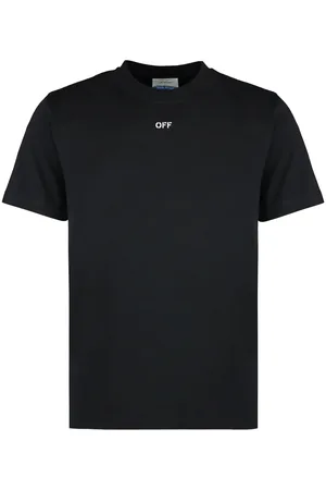 OFF-WHITE Tops, Heren, Zwart, S, Katoen, Geborduurde katoenen T-shirt met ronde hals