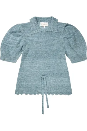 Munthe Truien, Dames, Blauw, XL, Wol, Elegante Knit met Pofmouwen