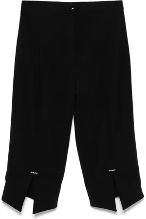 MUGLER Korte broeken, Dames, Zwart, S, High-Waisted Broek met Split aan de Voorkant