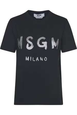 Msgm Tops, Dames, Zwart, M, Katoen, Klassiek zwart T-shirt