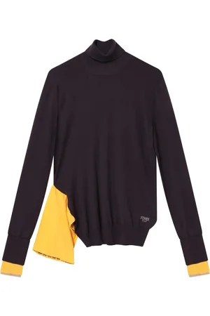 Fendi Truien, Dames, Paars, M, Wol, Stijlvolle Coltrui