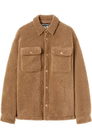 Palm Angels Jassen, Heren, Bruin, L, Fleece Geborduurde Jas