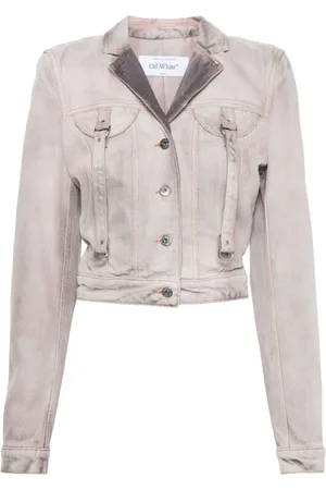 OFF-WHITE Jassen, Dames, Grijs, S, Katoen, Burnished Lilac Cargo Jacket
