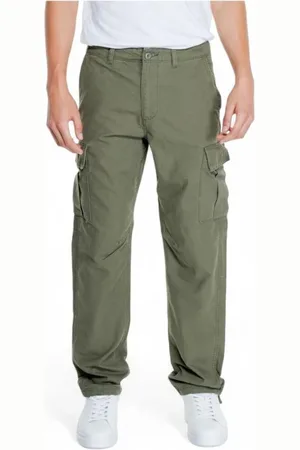 JACK & JONES Broeken, Heren, Groen, W34 L32, Katoen, Groene Katoenen Cargo Broek Straight Leg