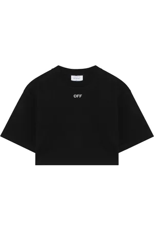 OFF-WHITE Tops, Dames, Zwart, M, Katoen, T-shirt met korte mouwen en ronde hals