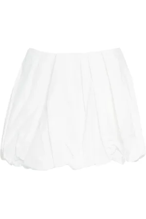 Pinko Korte broeken, Dames, Wit, XS, Katoen, Witte Ballon Mini Rok met Plooien