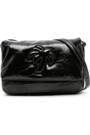 Palm Angels Tassen, Dames, Zwart, ONE Size, Leer, Soft Bridge Logo Schoudertas