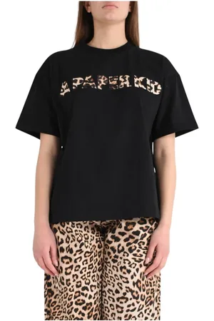 A PAPER KID Tops, Dames, Zwart, S, Katoen, Katoenen Animal Print T-shirt