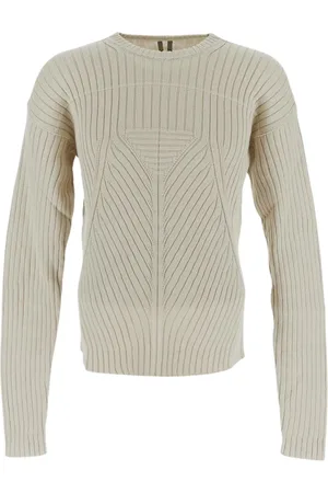 Rick Owens Truien, Heren, , XL, Katoen, Katoenen Gebreide Ronde Hals Trui