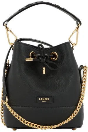 LANCEL Tassen, Dames, Zwart, ONE Size, Leer, Zwarte Leren Bucket Bag