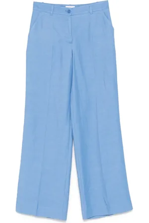 P.A.R.O.S.H. Broeken, Dames, Blauw, S, Linnen, Wijde broek