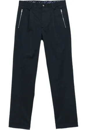 Etro Broeken, Heren, Blauw, S, Katoen, Blauwe Katoenen Broek met Rits