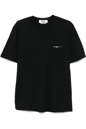 Msgm Tops, Heren, Zwart, XL, Katoen, Zwart T-shirt met ronde hals
