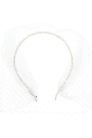 Jennifer Behr Accessoires, Dames, Wit, ONE Size, Satijn, Satijnen Weefsel Haaraccessoire met Sluier