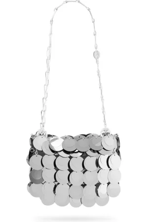 Paco rabanne Tassen, Dames, Grijs, ONE Size, Sparkle Nano Pochette Schoudertas