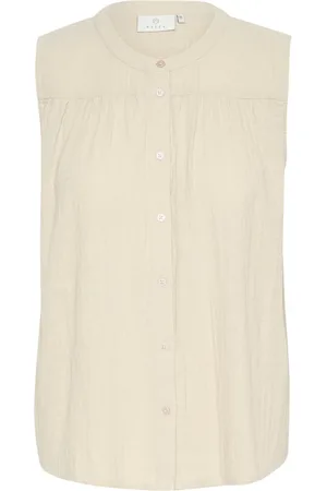 Kaffe Blouses & Shirts, Dames, , 3Xl, Katoen, Veergrijze Topblouse met Ruchedetail