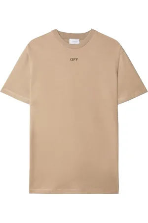 OFF-WHITE Tops, Heren, Groen, XL, Katoen, Zwart katoenen T-shirt met logo