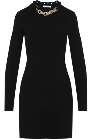 Paco rabanne Kleedjes, Dames, Zwart, XS, Katoen, Zwarte Zwarte Gebreide Jurk