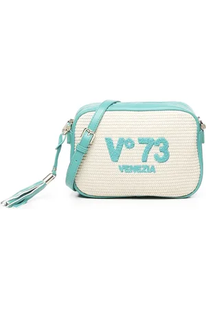 V°73 Tassen, Dames, Veelkleurig, ONE Size, Schoudertas met stro-effect en geborduurd logo