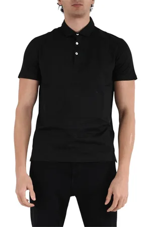 Dondup Tops, Heren, Zwart, XL, Katoen, Jersey Polo met knoopkraag