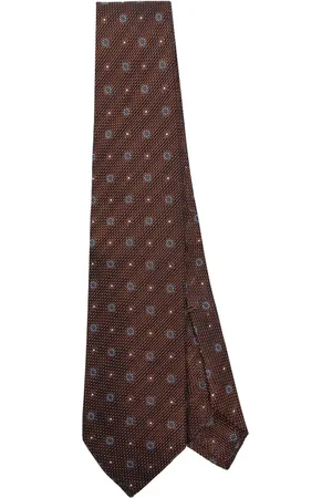 BARBA Accessoires, Heren, Bruin, ONE Size, Aardebruin Jacquard Puntige Stropdas
