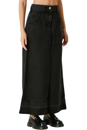Palm Angels Rokken, Dames, Zwart, W26, Denim, Denim Maxi Rok