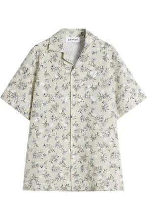 Lanvin Overhemden, Heren, Wit, 2Xl, Bloemenprint knoopsluiting korte mouwen overhemd