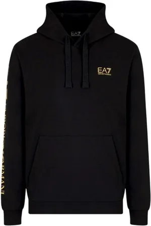 EA7 Sweatshirts & Hoodies, Heren, Zwart, M, Katoen, Zwarte Katoenen Heren Sweatshirt