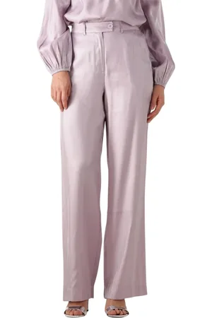 AMAYA Amsterdam Broeken, Dames, Paars, S, Lila Wijde Broek Abby