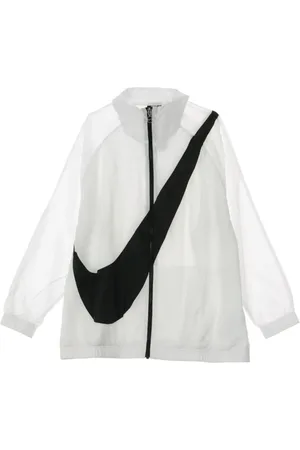 Nike Jassen, Dames, Wit, M, Polyester, Windbreaker Jacket met Swoosh