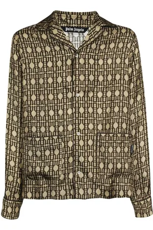 Palm Angels Overhemden, Heren, , L, Katoen, Zijden Pyjama Blouse