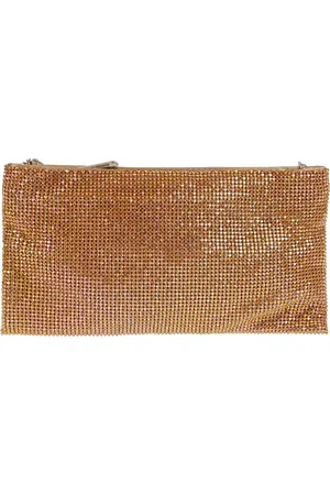 BENEDETTA BRUZZICHES Tassen, Dames, Bruin, ONE Size, Satijn, Roze & Paarse Strass Mesh Clutch