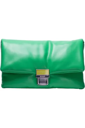 Msgm Tassen, Dames, Groen, ONE Size, Leer, Click Bag Clutch