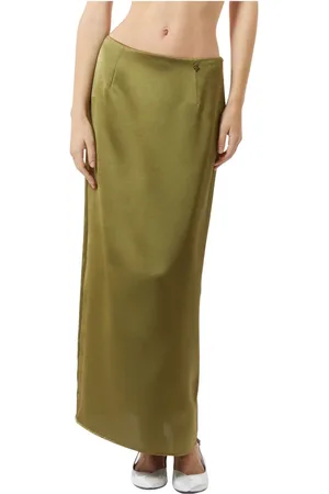 Silvian Heach Rokken, Dames, Groen, XS, Satijn, Lange satijnen rok met detail