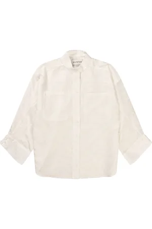 Munthe Blouses & Shirts, Dames, Wit, L, Polyester, Elegante Top met Print en Oversized Zakken