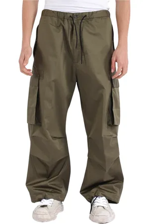 Nine In The Morning Broeken, Heren, Groen, L, Katoen, Cargo katoenen broek met trekkoord taille