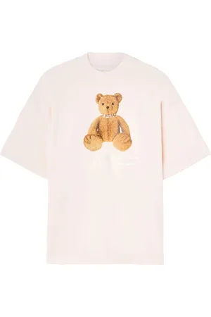 Palm Angels Tops, Dames, Roze, M, Katoen, Bear In Mind Loose T-shirt