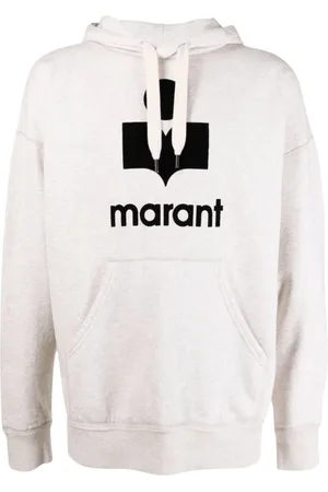Isabel Marant Sweatshirts & Hoodies, Heren, Wit, S, Katoen, Monogram Hoodie met Lange Mouwen Sweatshirt